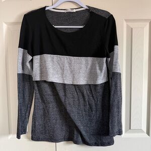 Bearsland Charcoal and Black Nursing flip up Top size Medium